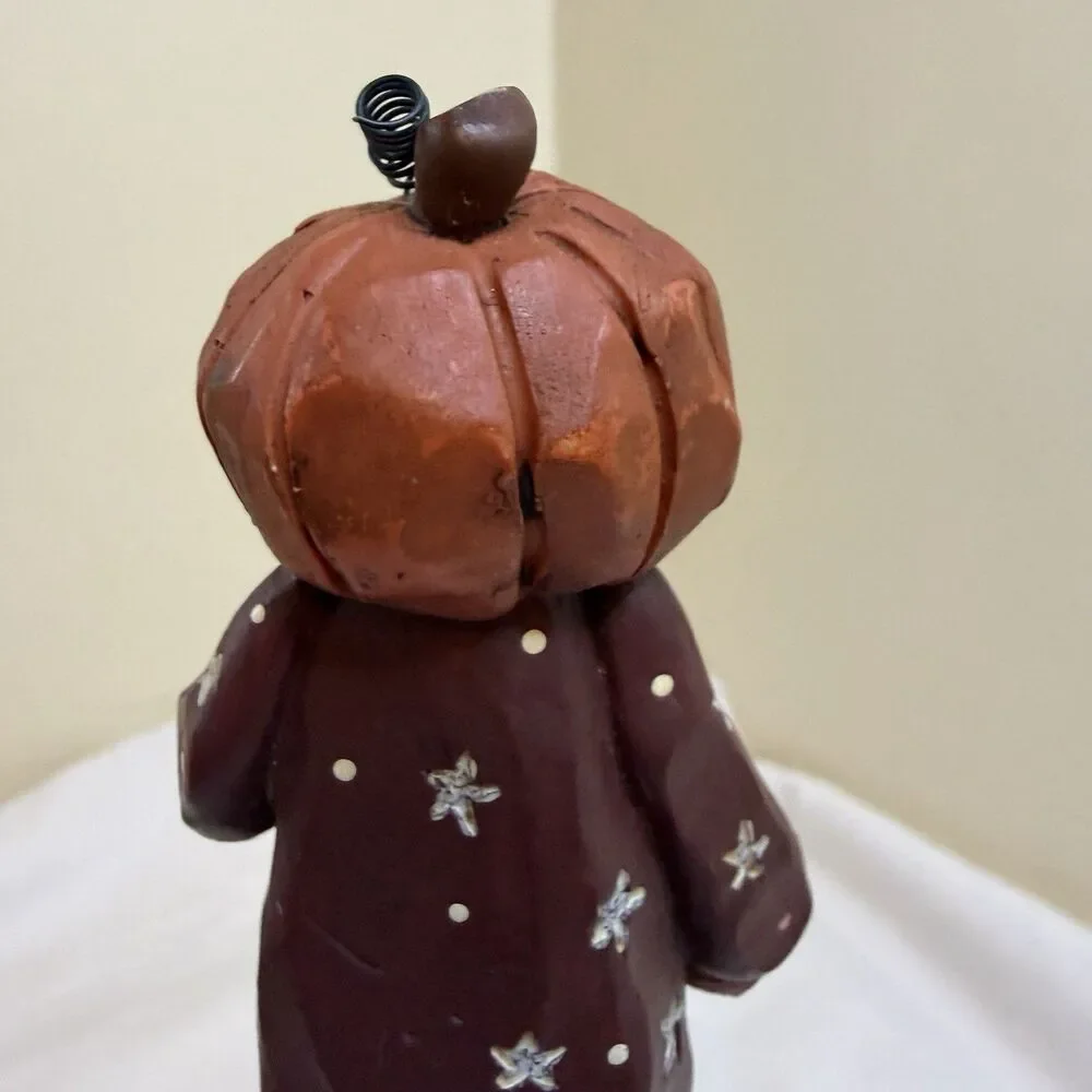Blossom Bucket Halloween Pumpkin Black Cat Pedestal 13” Suzi Skoglund Folk Art